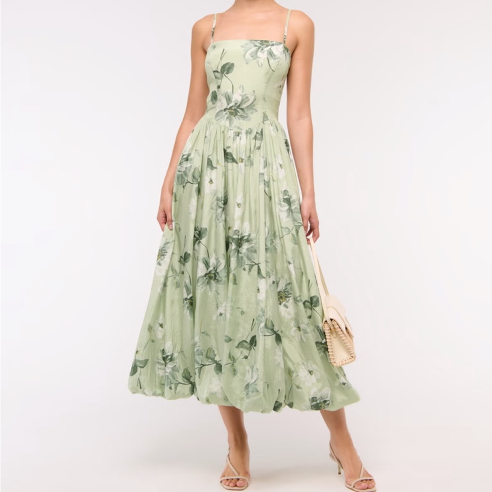 Abercrombie & Fitch Light Green Floral Midi Dress